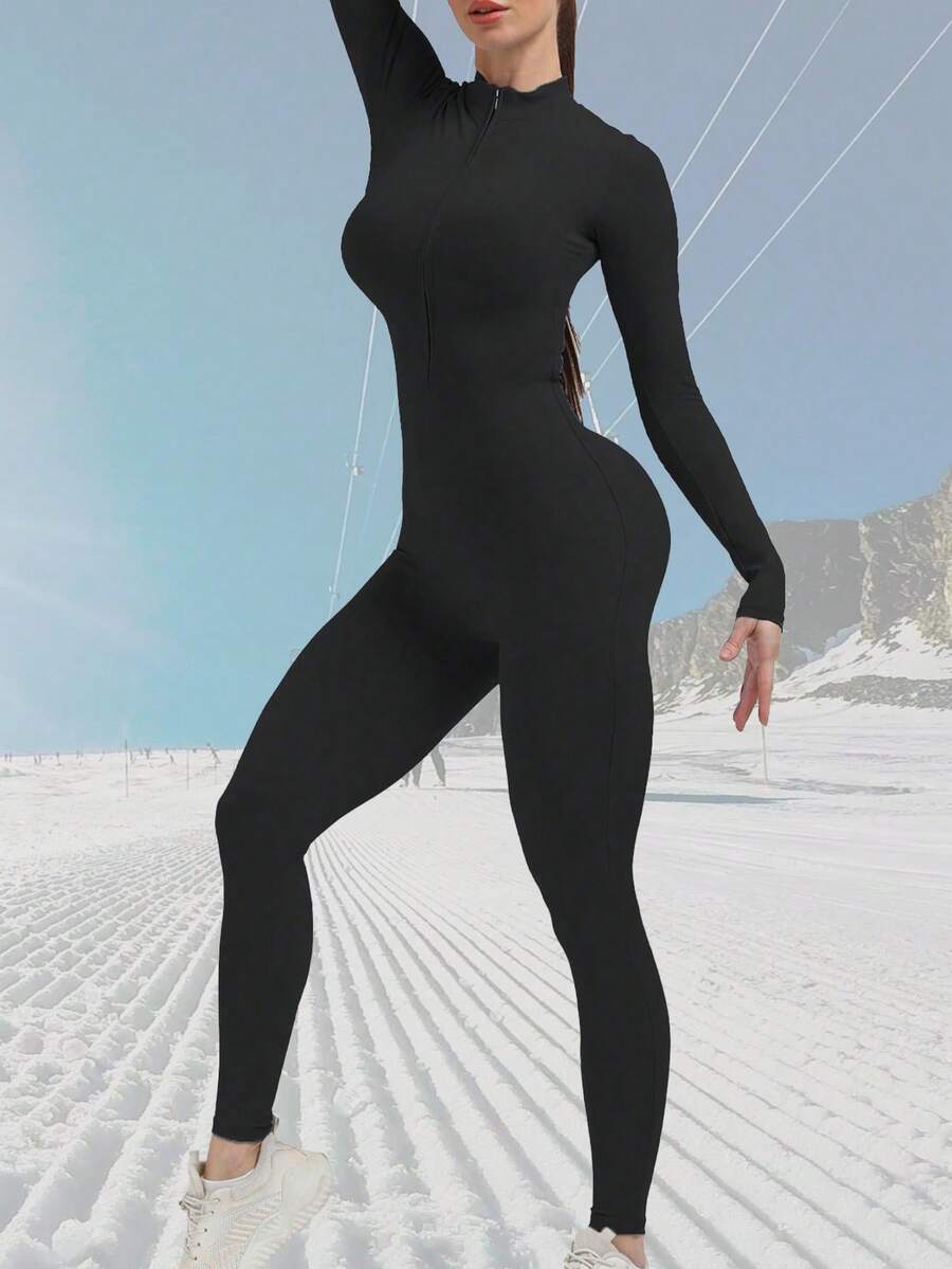 LLC Women's Yoga Jumpsuit Women's Long Sleeved Tight Fitting Ski Jumpsuit Exercise Long Sleeved Sports Jumpsuit Quick Drying High Elasticity, Buttery Soft Gym Yoga Sports Jumpsuit Bodysuit Romper